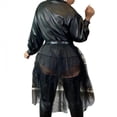 thumbnail image 4 of IROINID Manteau Trench Mi-Long pour Femme, Encolure Ronde, Couleur Unie, Manteau à Manches Longues pour Robe Ajustée, Décontracté, Col Montant, Manches à Coutures, Robe Décontractée, Veste Trench, Hauts, Noir, 4 of 6