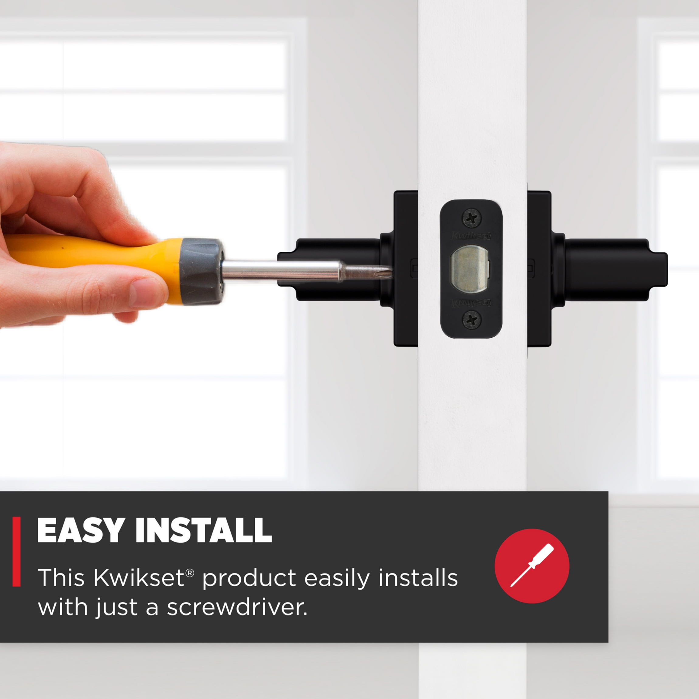 Kwikset Breton Square Privacy Lever Doorknob Matte Black
