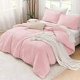 thumbnail image 4 of Comforters Pink Oversized King Size, 3 Pieces Lightweight Solid Bedding Set & Collections, All Season Fluffy Bed Set (120x98In Comforter & 2 Pillowcases), 4 of 9