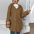 thumbnail image 5 of Levmjia Women Hooded Coat Fall Winter Warm Fashion Solid Color Long Sleeve Button Cardigan Casual Plush Tops Daily Wear Work Holiday, 5 of 9