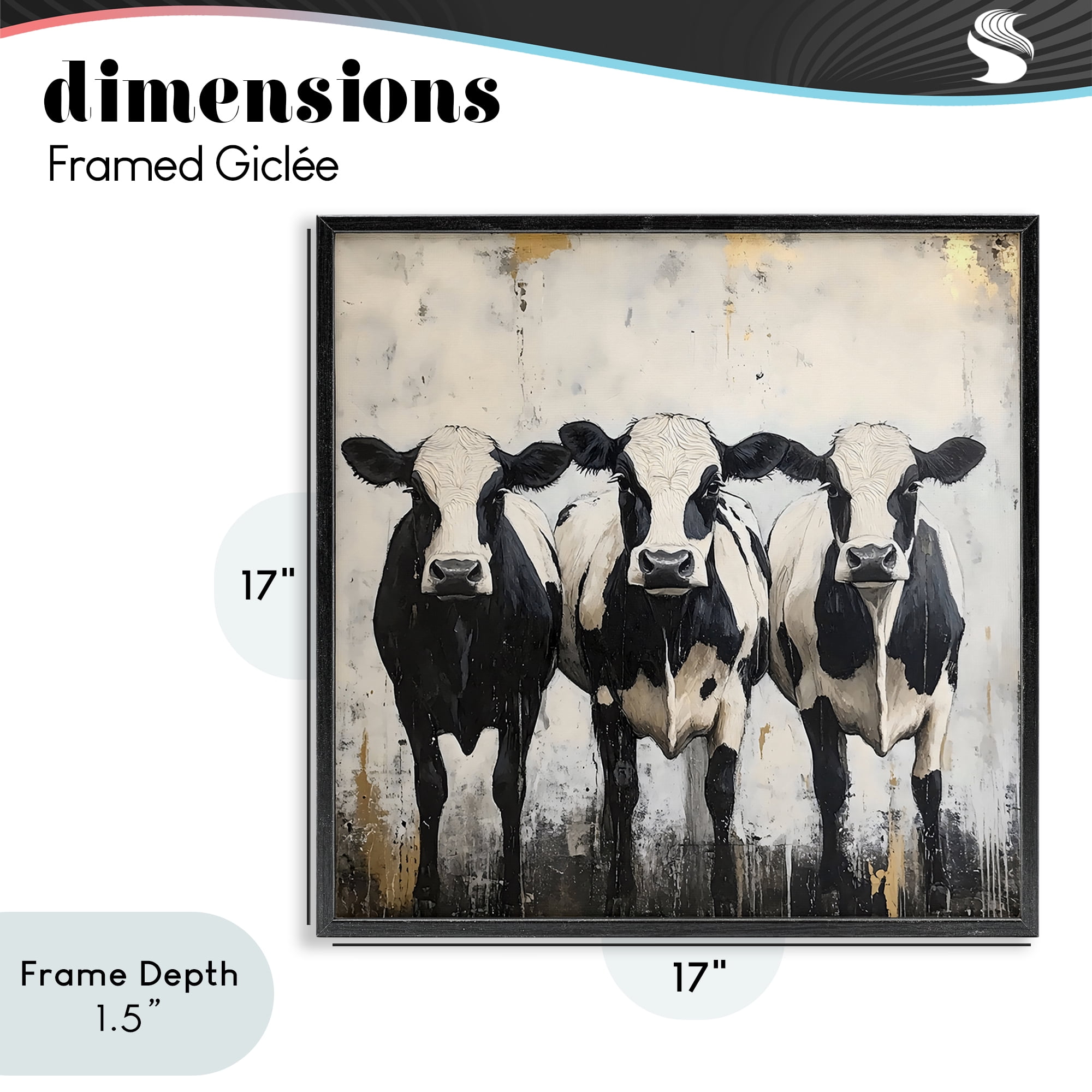 Stupell Industries Three Spotted Cows Black Framed Giclee Art, design by Creative Studio