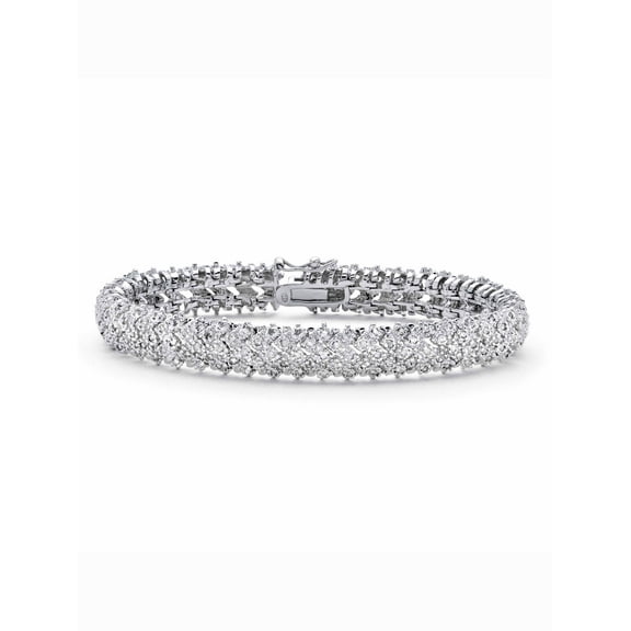 PalmBeach Jewelry Round Diamond Snake-Link Bracelet Yellow Gold-Plated or Platinum-Plated, 7" or 8"