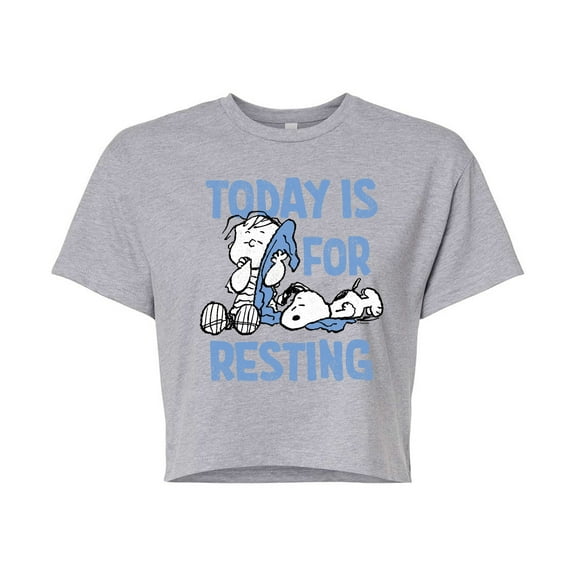 Peanuts - Today Is For Resting - Juniors Cropped Cotton Blend T-Shirt