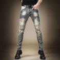 thumbnail image 3 of Pantalones vaqueros de estilo hip hop para hombre, nuevos pantalones vaqueros de estilo rockero, de verano, estilo Kpop, de lujo, estilo retro, apilados, clásicos, de alta calidad, 3 of 5