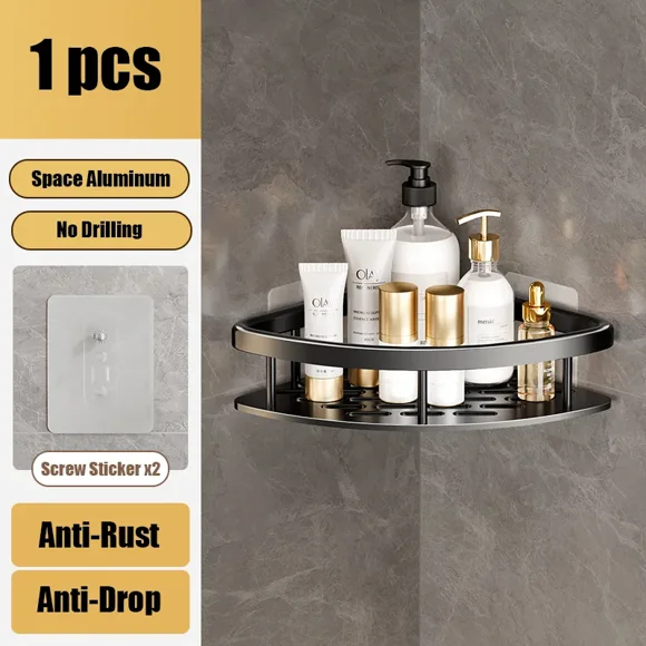 1/2pcs bathroom shelves aluminum kitchen storage organizer shower corner shelf bathroom accessories no drill storage shelves