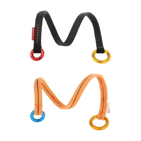 2x Arborist Friction Saver Loop Gear Equipment, Retrievable Anchor, Lightweight Tree Climbing Cambium Saver for Rock Climbing Exploring Hiking , Black 90cm Orange 90cm, as