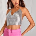 thumbnail image 3 of Intimates Women's Metal Sequins Open Back Halter Top Vest, 3 of 5