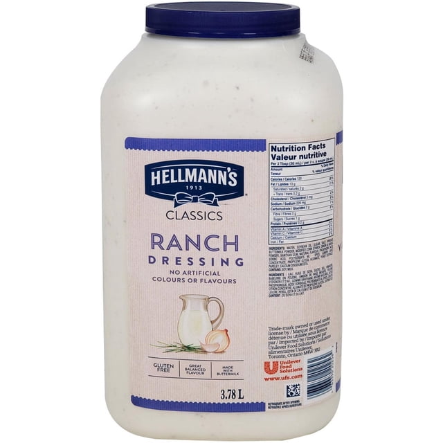 Hellmann's - Vinaigrette Ranch - 3,78 Litre - Lot de 2 - Parfait pour les Salades, les Trempettes et Plus (2 Ct)