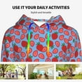 thumbnail image 4 of Lsque Strawberries Pattern Casual Women's Hoodie,Hooded Sweatshirt with Kangaroo Pocket,Pullover Hoodie with Eye-catching Drawstrings-Large, 4 of 7
