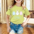 thumbnail image 2 of Toddler Girls Tops & T-Shirts Children's Easter Bunny Print Round Neck Short Sleeve Fashion Casual Comfortable Tee Shirts Streetwear,Green,3-4 Years, 2 of 4