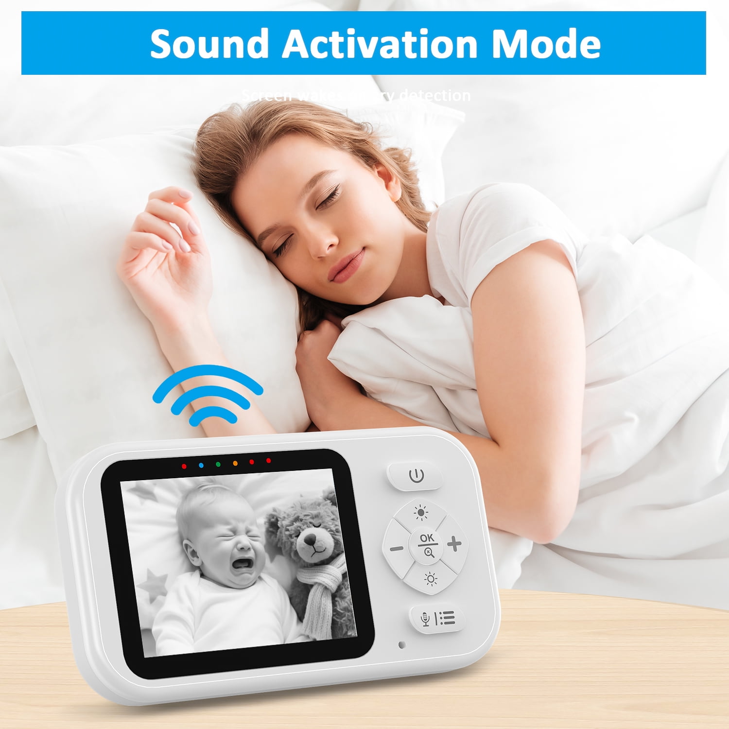 Askmuse 2.8" Baby Monitor with Camera and Audio, No WiFi Portable Baby Camera Monitor with Night Vision, VOX, Two-Way Talk, 6 Lullabies, Temperature Sensor, Plug and Play, for Travel, Room, Pet