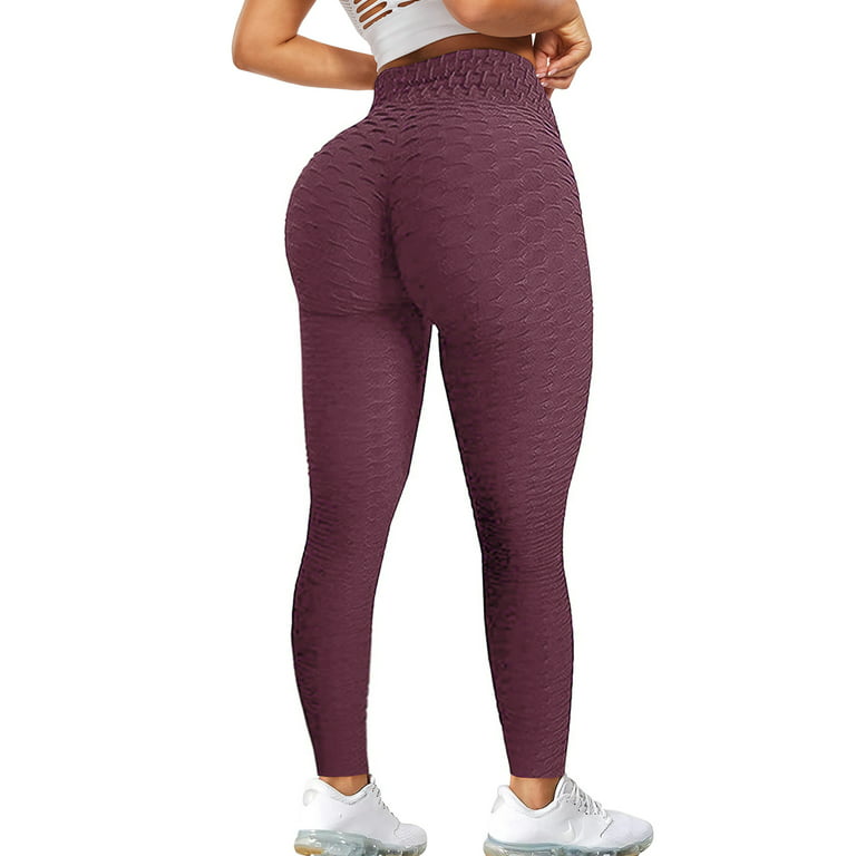 LELINTA Women's High Waist Yoga Pants Textured Ruched Butt Lifting Leggings  Workout Tummy Control Sport Tights 