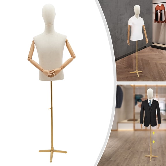 Male Dress Form Display Stand, Metal Stand Dress Form, Height Adjustable Posture Clothing Form for clothing stores, jewelry stores, wedding dress shops, shopping malls