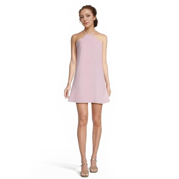 David's Bridal Women's Formal Halter Trapeze Mini Dress, Short, Charmeuse