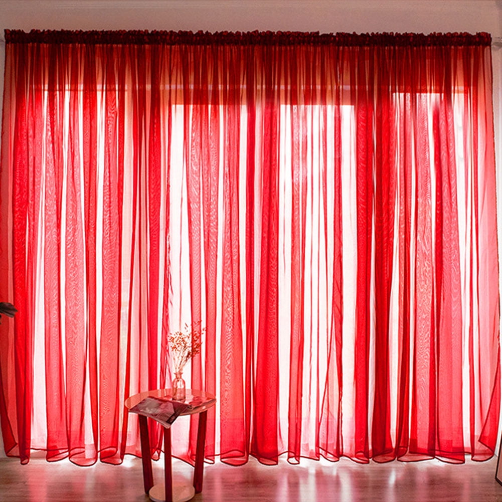 Red voile curtains discount