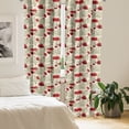 thumbnail image 2 of Ambesonne Poppy Flower Curtains, Sketch Leaves Rural, Pair of 28"x84", Scarlet Fern Green Beige, 2 of 5
