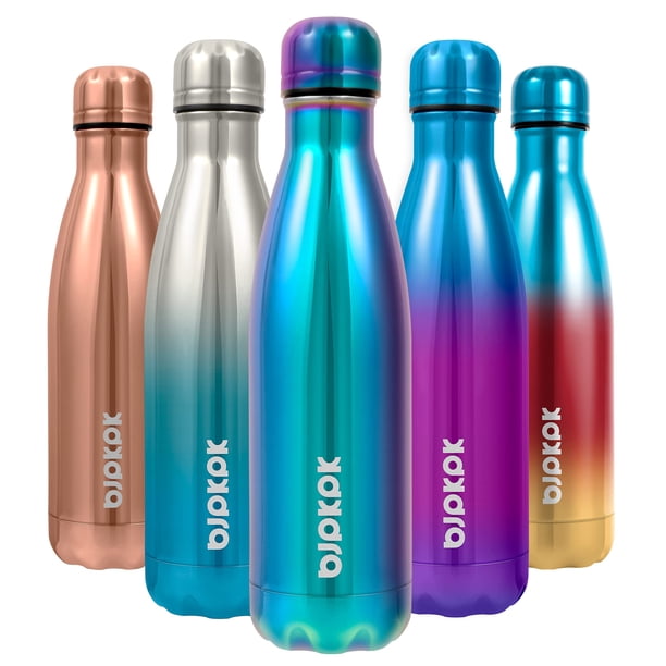 BJPKPK Botellas de agua aisladas -17oz/500ml -Botellas de agua de acero inoxidable Botellas de agua deportivas Mantienen el frío durante 24 horas y el calor durante 12 horas Púrpura brillante