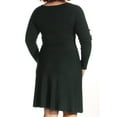 thumbnail image 3 of INC $99 Womens New 1251 Green Scoop Neck Long Sleeve Fit + Flare Dress XL B+B, 3 of 3
