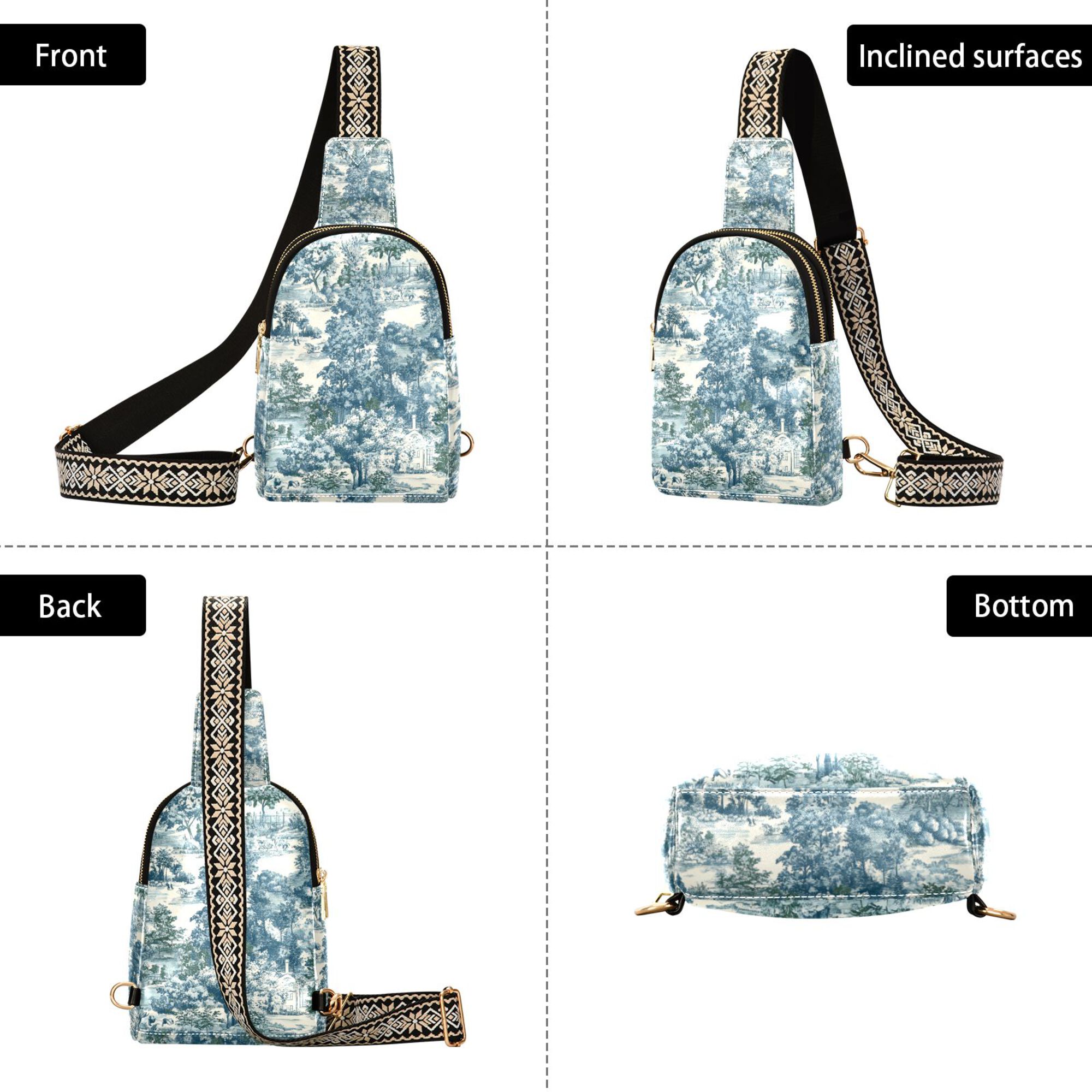 FORMRS Womens Crossbody Sling Bag Travel Daypack Shoulder Chest Backpack, Green Flourishing Garden