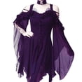 thumbnail image 2 of POINTERTECK Robe Midi Gothique à Manches à Volants Épaules Dénudées Mode Foncée pour Femmes, 2 of 4
