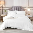 thumbnail image 5 of DNG Creations 5 Piece Vintage Ruffle Pattern Comforter Set Premium Ultra Soft 550 GSM All Season ( Full/Queen Size ) 100% Egyptian Cotton Solid White Colour, 5 of 8