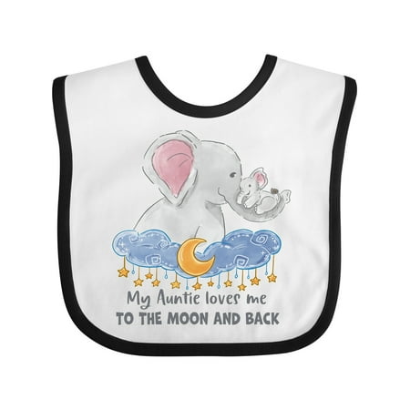 

Inktastic My Auntie Loves Me to the Moon and Back Elephant Family Gift Baby Boy or Baby Girl Bib