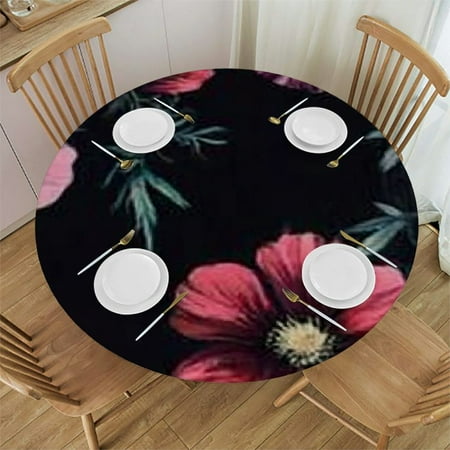 

Patifu Flowers Theme Round Tablecloth Stain-Resistant and Washable 100% Polyester Fiber Waterproof Single-Sided Printing Ideal for Indoor and Outdoor Restaurants Weddings Parties 54 -58