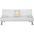 thumbnail image 1 of Modern Faux Leather Futon With Cupholders and Pillows Modern Sofas for Living Room Black Puffs Sofa Convertible Air Single Home My Lux Decor Round, 1 of 10