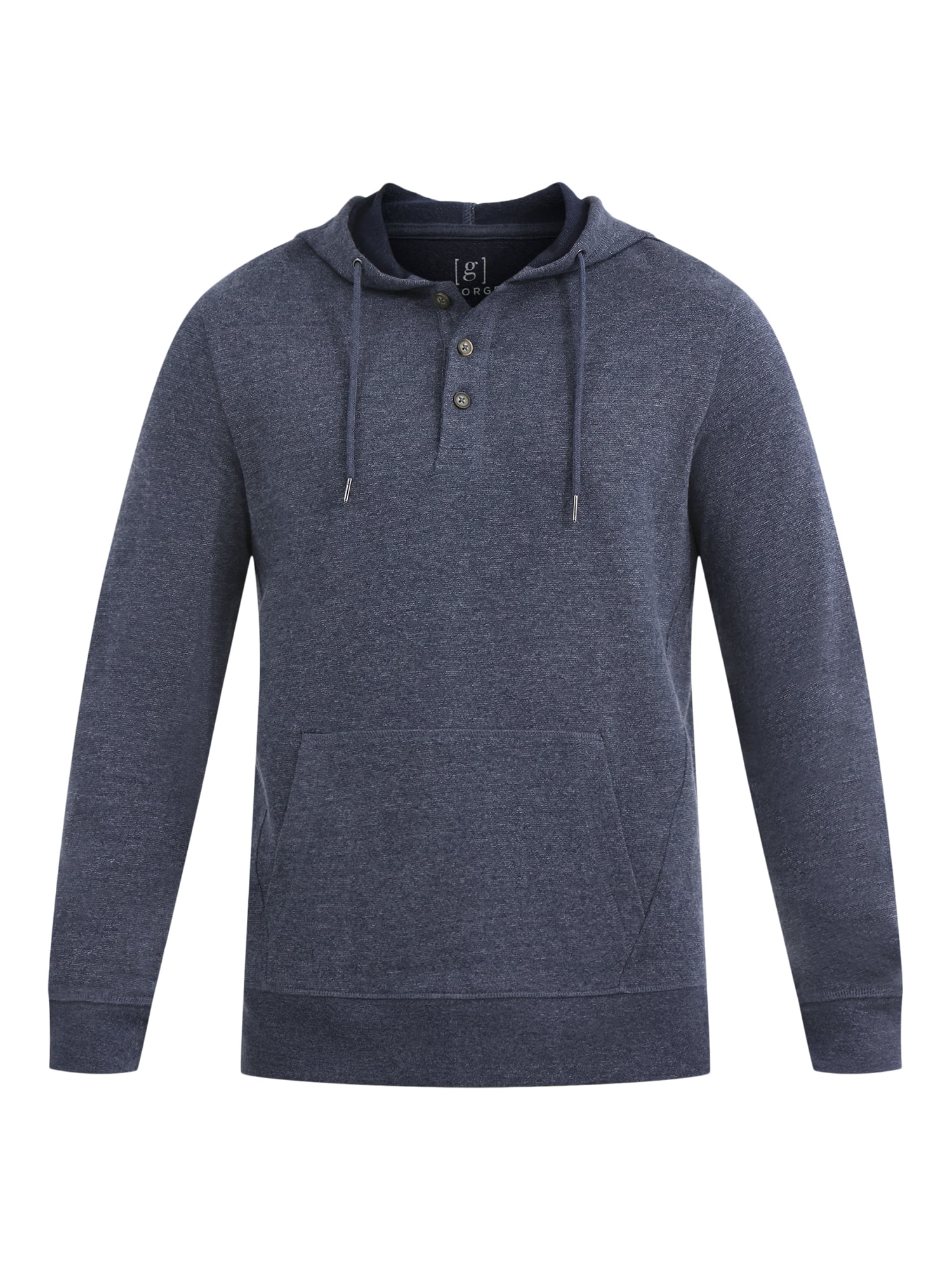 George Men's Button Henley Hoodie with Long Sleeves, Sizes S-3XL