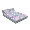 thumbnail image 2 of Ambesonne Floral Fitted Sheet & Pillow Sham Set, Colorful Vintage Curls, Queen, Multicolor, 2 of 2