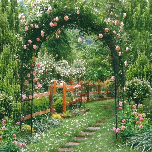 LINJH Rustproof Metal Garden Patio Arch Rose Arbour Archway Climbing Plant Trellis US