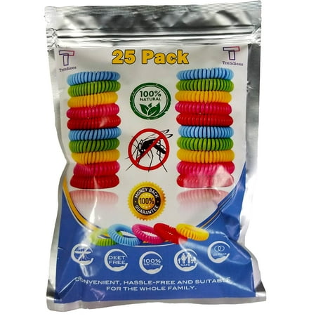 Mosquito Repellent Bracelet Bug Bands for Kids, Adults & Pets - Easy & Comfortable Citronella Anti Pest Protection - No More Bug Spray! + 6 Free Repellent Patches, Waterproof, 100% Natural (25 (Best Anti Mosquito Spray)