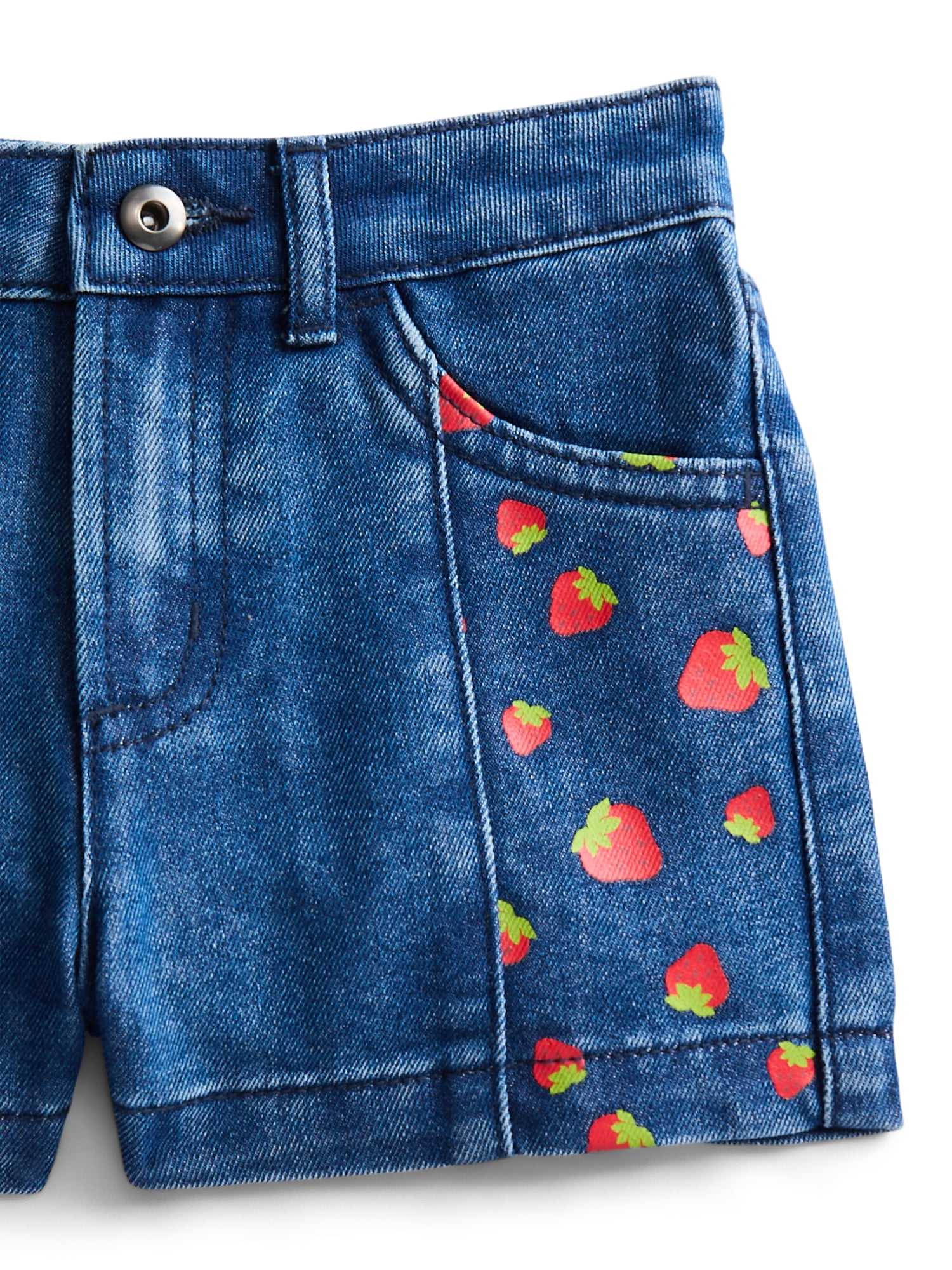 Strawberry Shortcake Girls Graphic Print Denim Shorts, Sizes 4-16