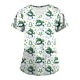thumbnail image 2 of Garbnen Christmas Womens Scrub Tops V Neck Short Sleeve Womens Tops Casual Holiday Print Nurses Working Uniforms with Pockets S-5XL, 2 of 7