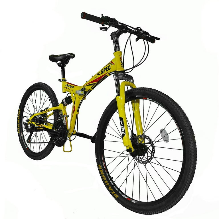 Xspec 21 Speed Folding Compact Mountain Bike Yellow 26 Walmart