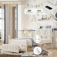 thumbnail image 2 of Homfa Twin Size Canopy Bed Frame, 1 Big Drawer Storage Platform Bed, Button Tufted Upholstered Headboard with Charging Station, Off-white, 2 of 5