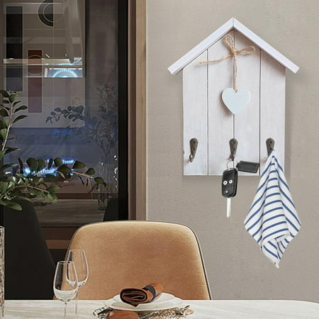 

House-Shaped Key Holder Hooks Decorative Key Hanger Wall Mounted Key Cabinet White