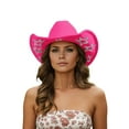 thumbnail image 4 of Fgnfyis Sparkling Rhinestone Western Cowboy Hat Elegant Wide Brim Design For Party Wedding And Events Hot Pink One Size, 4 of 6