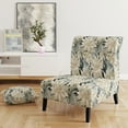 thumbnail image 2 of Designart "Exotic Floral Pattern In Grey And White" White Floral Upholstered Accent Chair - Cottage Arm Chair For Living Room, 2 of 7