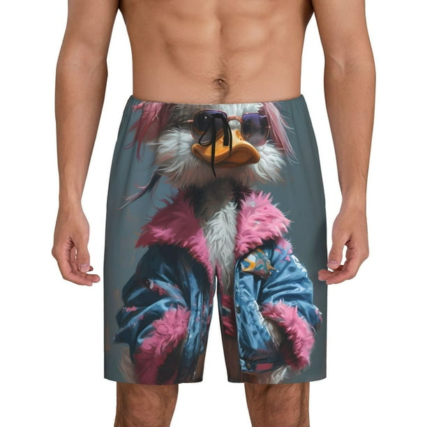 Balery Lady Duck Pantalones cortos de pijama de punto de algodón para hombre con cinturilla y bolsillos-4X-Large
