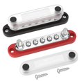 thumbnail image 1 of DaierTek 12v Bus Bar 150A Battery Power Distribution Block 12 Volt Positive & Negative Terminal Block Busbar 2 x 1/4" Terminal Studs 5 x #8 Terminal, 1 of 6