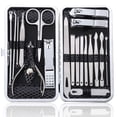thumbnail image 1 of Kit de manicura y pedicura Juego de manicura 18 en 1 Cortaúñas afilado profesional Cortador grueso y lima Tijeras Vibrissac Hombres y mujeres Uñas y uñas de los pies con estuche (Negro_19 piezas) JFHHH pequeña, 1 of 4