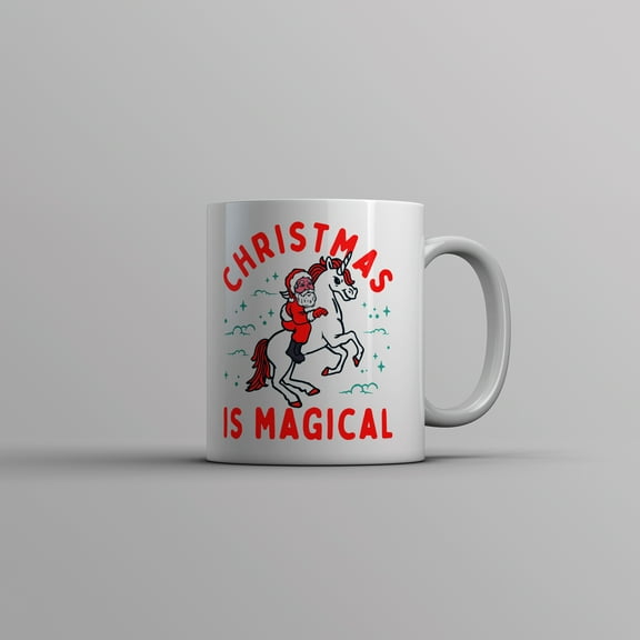 Christmas Is Magical Mug Funny Santa Claus Fantasy Unicorn Novelty Cup