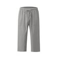 thumbnail image 4 of JJHGVB Cotton Linen Capris for Women Beach Resort Pants Workout Shorts Pedal Pushers for Women Dress Shorts for Women Resort Wear for Women Baggy Shorts Women Linen Bermuda Shorts for Women Gray 2XL, 4 of 6