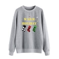 thumbnail image 3 of TWZH Women Warm Holiday Print Plaid Socks Loose Fit Casual Pullover Sweatshirt Tops, 3 of 6