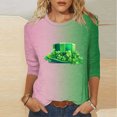 thumbnail image 1 of Meichang Hauts de Printemps à Manches 3/4 pour Femmes T-Shirts Graphiques Trèfle Col Rond Coupe Ample T-Shirts Joyeux Jour de la Saint-Patrick, 1 of 5