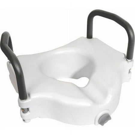 Essential Medical Supply Locking Molded Raised Toilet Seat with Arms, white