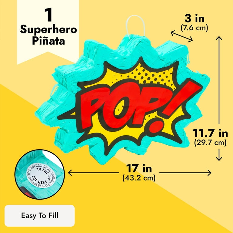 Comic Book Pop Pinata - Superhero-Themed Birthday Pinata for Boys, Comic  Birthday Party Decoration (17x3x11.7 In) 