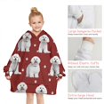 thumbnail image 6 of Pink Bichon Frise Blanket Hoodies for Kids 6-13YR Oversize Wearable Blanket Hoodies for Boys Girls Teens, 6 of 7