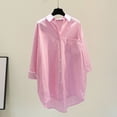 thumbnail image 2 of Oversized Tshirts Shirts for Women Flower Pattern Printed Lapel Neck Casual Cotton And Linen Long Sleeve Shirt Short Sleeve Women's Tops, Tees & Blouses, 2 of 7